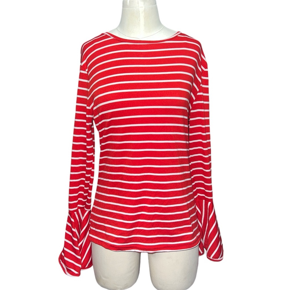 WOMENS | LONG BELL SLEEVE STRIPED MID WEIGHT SHIRT